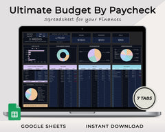 Dark Mode Ultimate Paycheck Budget Template