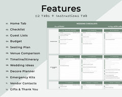 Eucalyptus Wedding Planner Spreadsheet