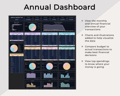 Dark Theme Annual Budget Spreadsheet Template